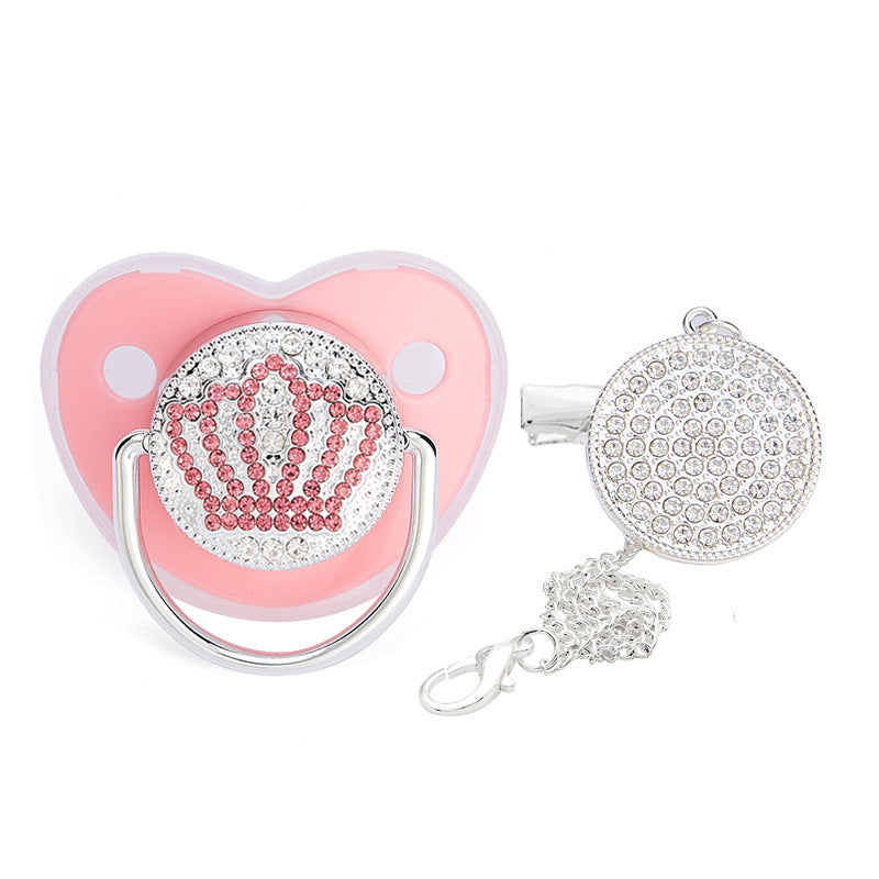 Fashion Silver Diamond Crown Baby Pacifier