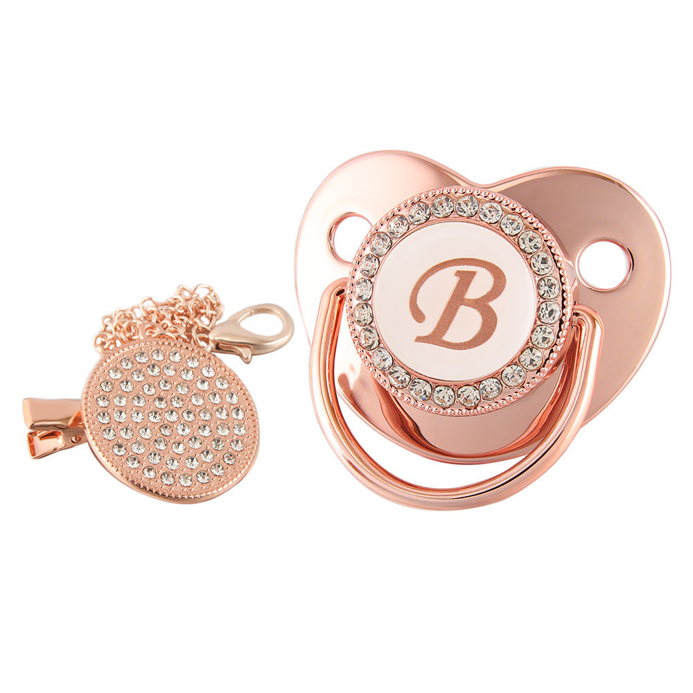 Alphabet Baby Soother Pacifier Rose Gold