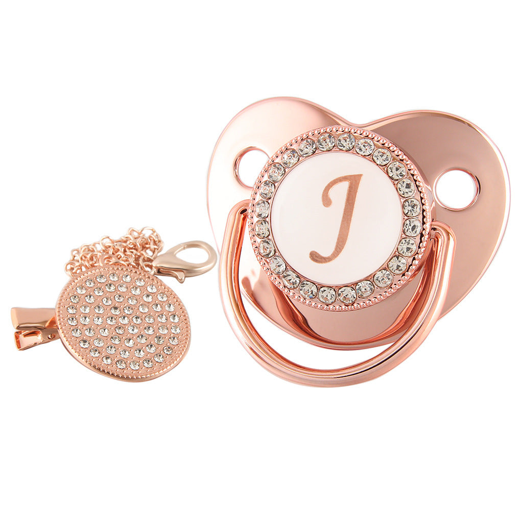 Alphabet Baby Soother Pacifier Rose Gold