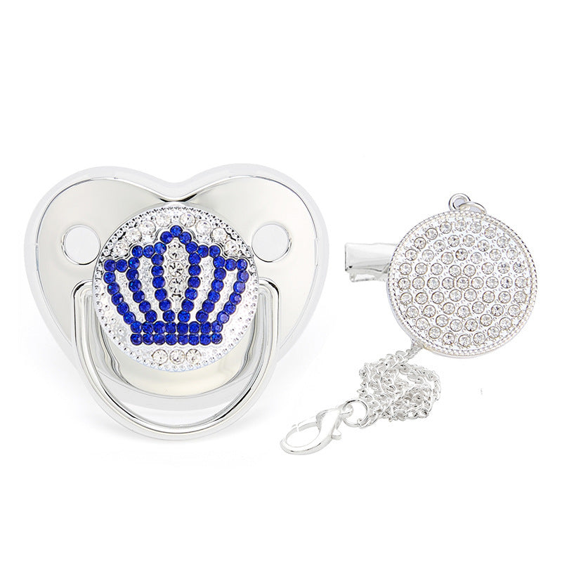 Fashion Silver Diamond Crown Baby Pacifier