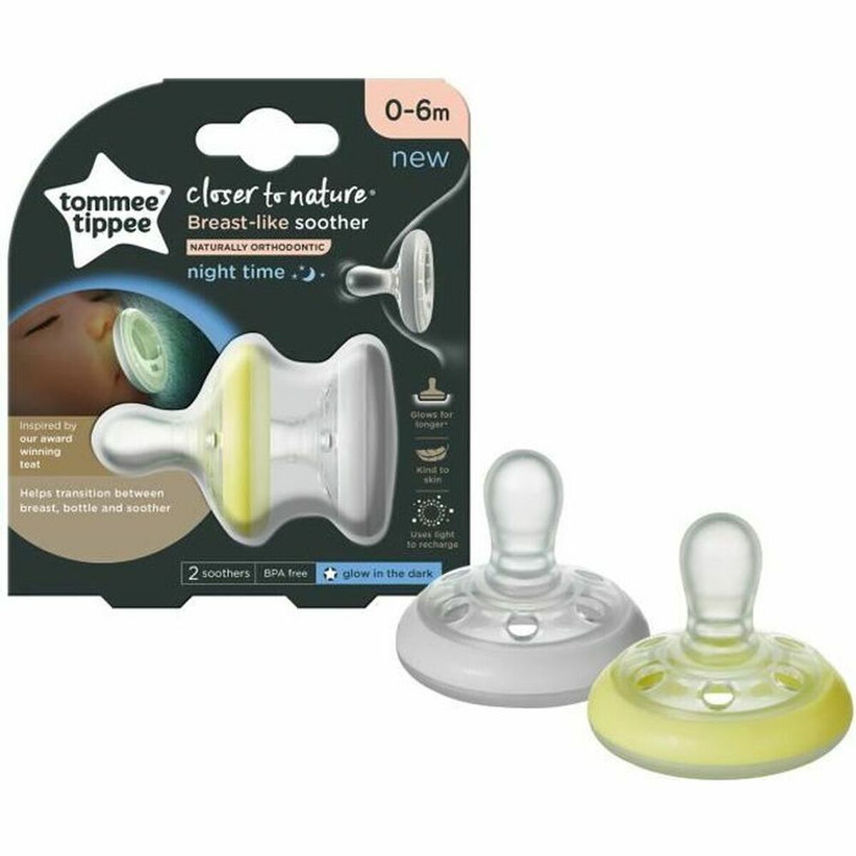 Tommee Tippee Pacifier Tommee Tippee Natural Night Shape 2 Units