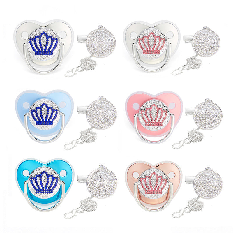 Fashion Silver Diamond Crown Baby Pacifier