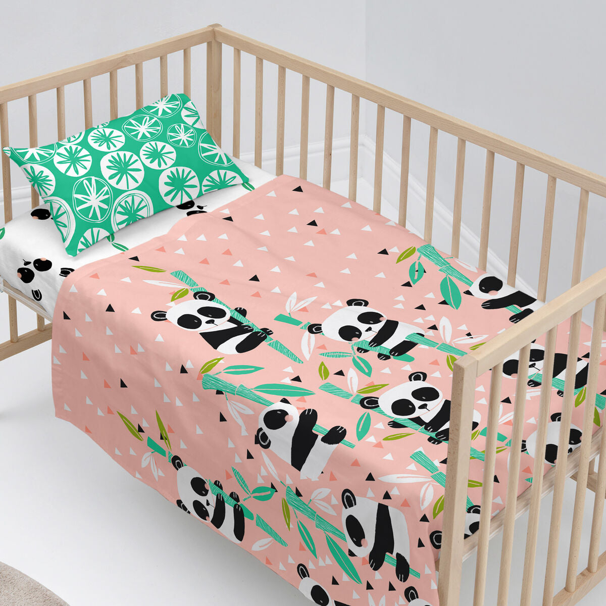 Happyfriday Bedding Set Happyfriday Moshi Moshi Panda Garden Pink Baby Crib 2 Pieces