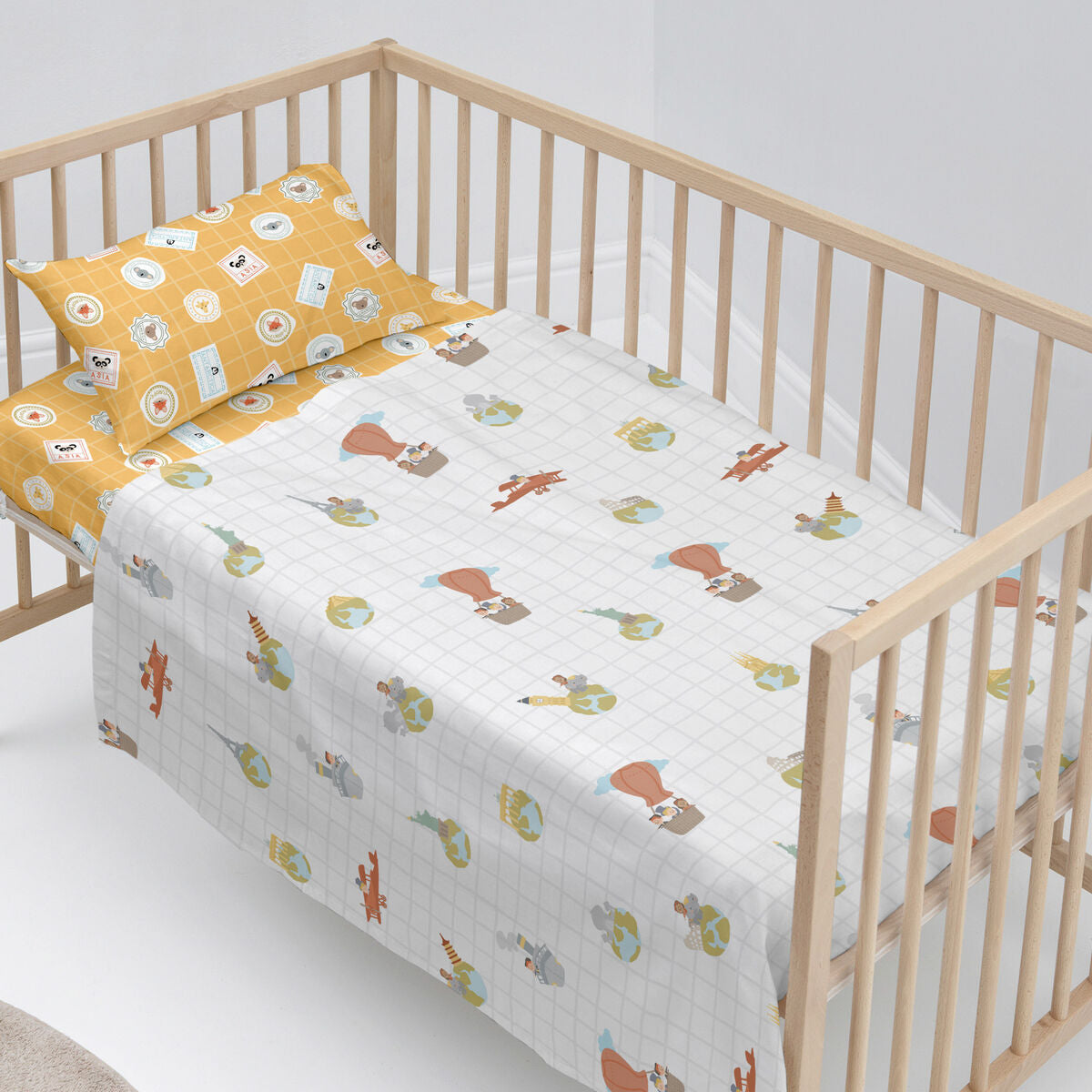 Happyfriday Bedding Set Happyfriday Mr Fox World Trip Multicolour Baby Crib 2 Pieces