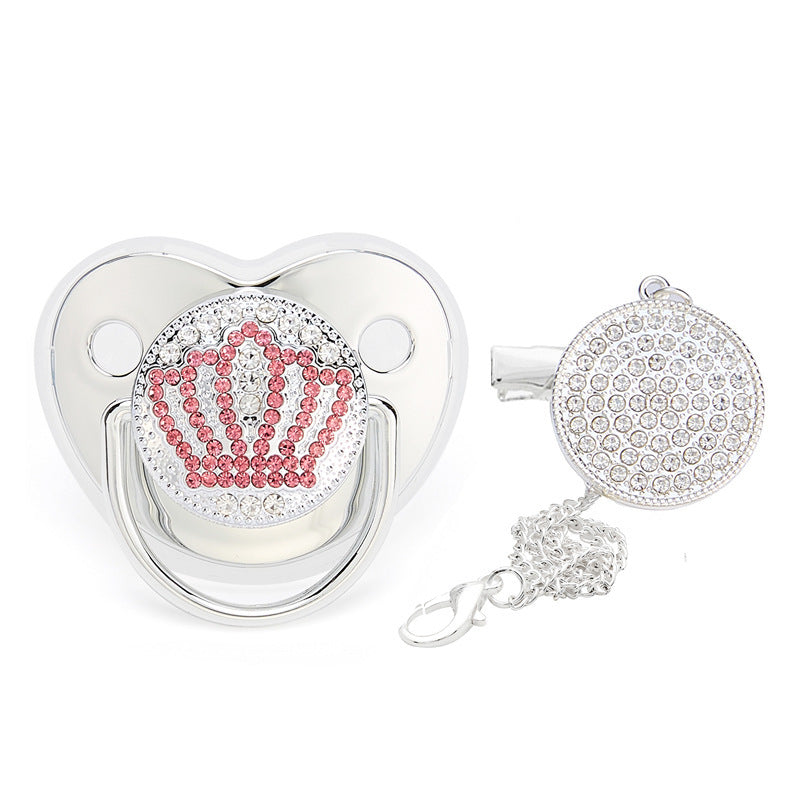 Fashion Silver Diamond Crown Baby Pacifier