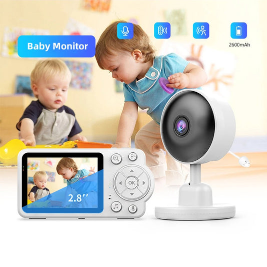 AnGku EU Standard Baby Monitor Kit with High-Res Display, Night Vision 2.8 Inch Wireless Smart Child Care Monitor