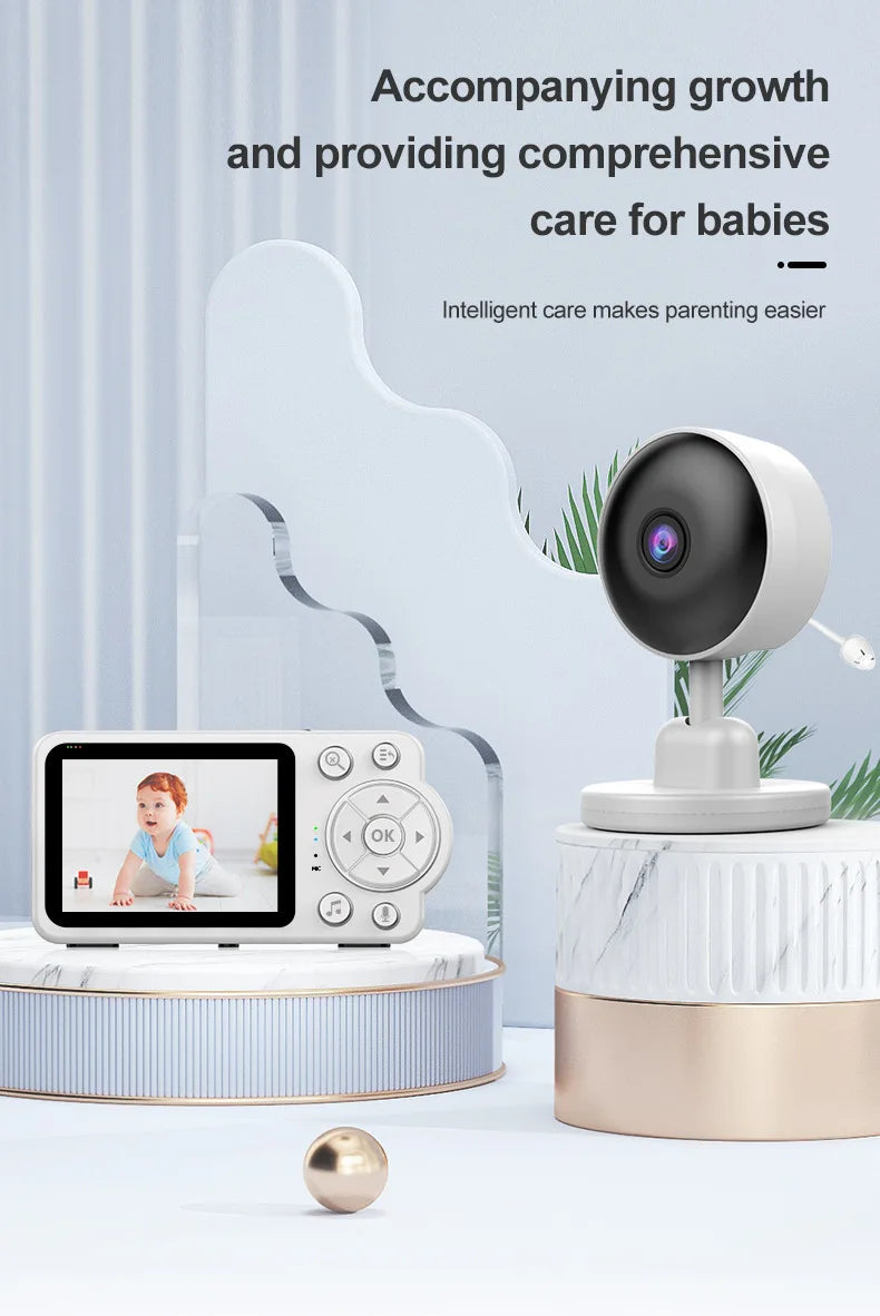 AnGku EU Standard Baby Monitor Kit with High-Res Display, Night Vision 2.8 Inch Wireless Smart Child Care Monitor