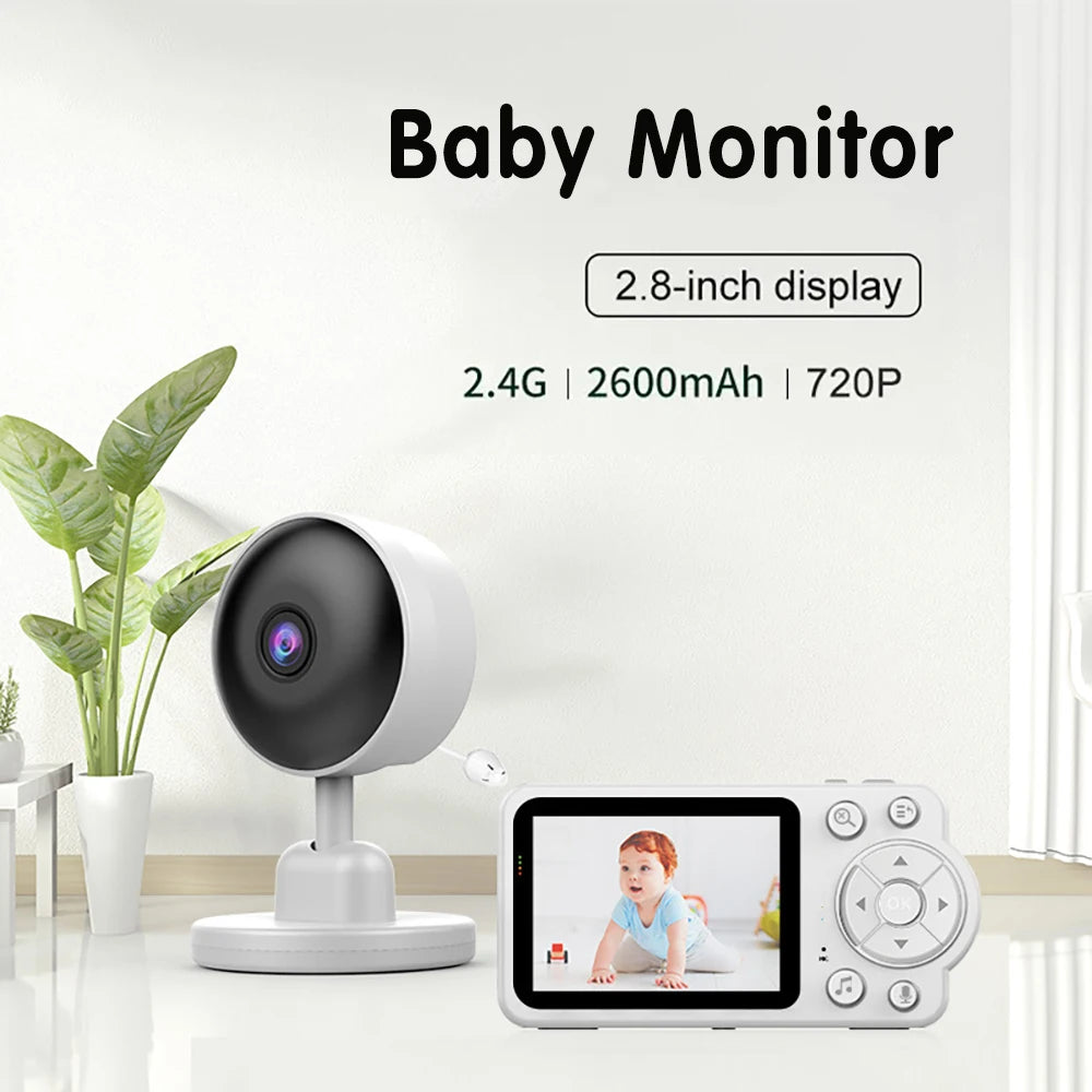 AnGku EU Standard Baby Monitor Kit with High-Res Display, Night Vision 2.8 Inch Wireless Smart Child Care Monitor