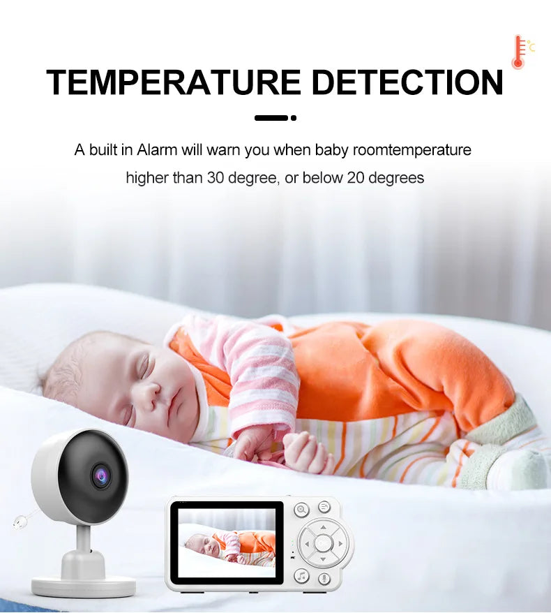 AnGku EU Standard Baby Monitor Kit with High-Res Display, Night Vision 2.8 Inch Wireless Smart Child Care Monitor