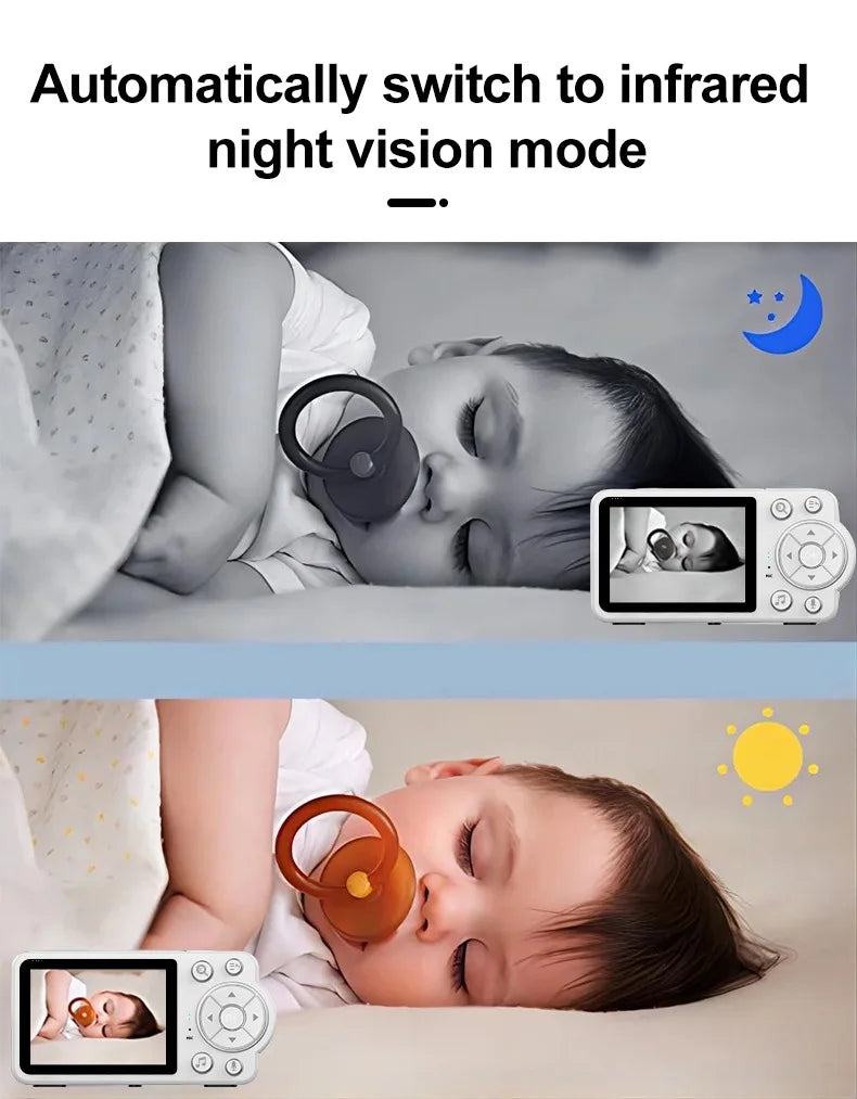 AnGku EU Standard Baby Monitor Kit with High-Res Display, Night Vision 2.8 Inch Wireless Smart Child Care Monitor