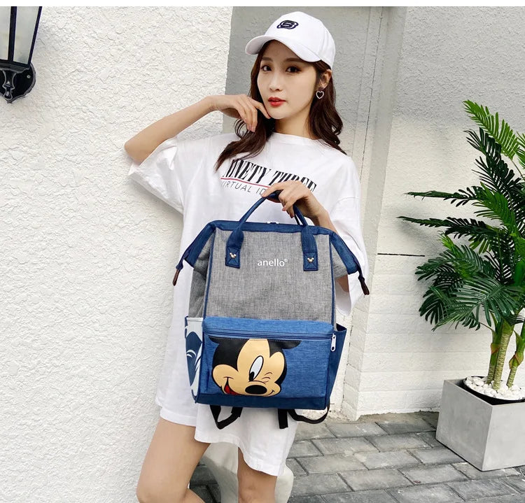 Disney Mickey Mouse Backpack Multi-function Large Capacity Backpack Diaper Bag Waterproof Men Women Shoulder Bag Travel Bag