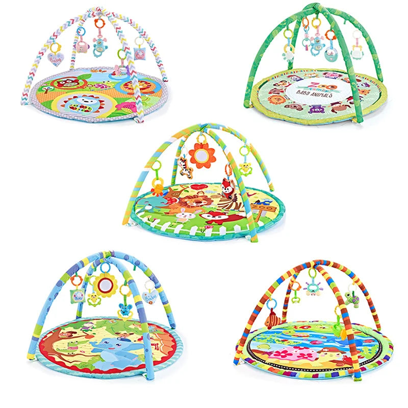 Multifunctional Fitness Frame Round Play Crawling Mat 0-12 Months Baby Puzzle Game Blanket Fun Sounding Pendant Gift For Kid