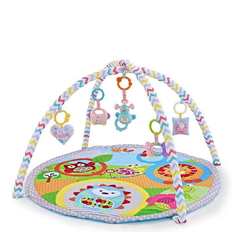 Multifunctional Fitness Frame Round Play Crawling Mat 0-12 Months Baby Puzzle Game Blanket Fun Sounding Pendant Gift For Kid