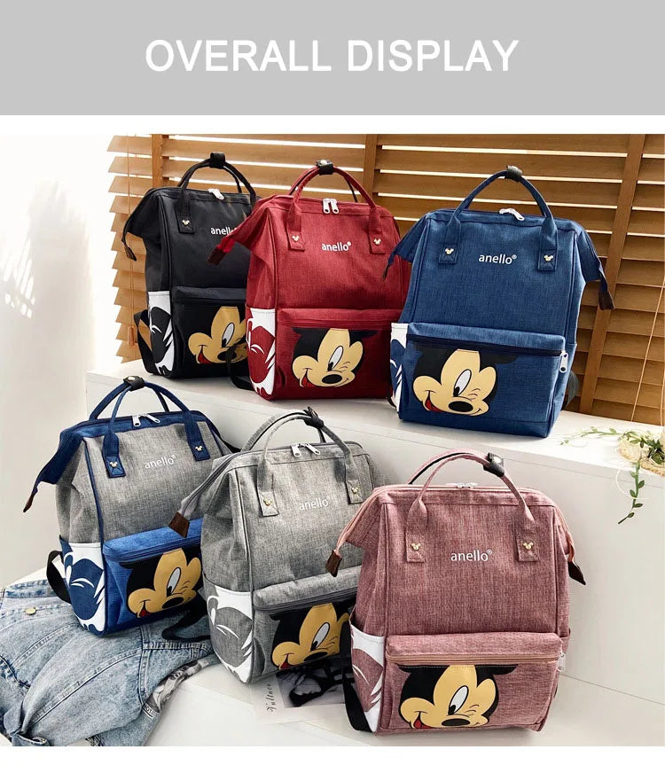 Disney Mickey Mouse Backpack Multi-function Large Capacity Backpack Diaper Bag Waterproof Men Women Shoulder Bag Travel Bag