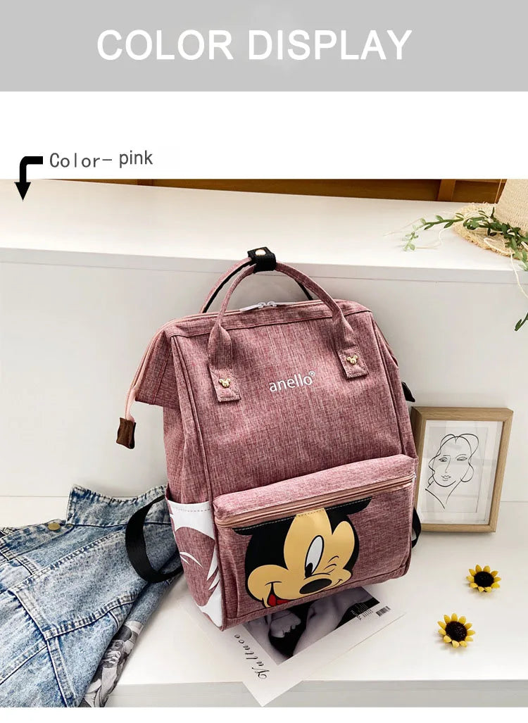 Disney Mickey Mouse Backpack Multi-function Large Capacity Backpack Diaper Bag Waterproof Men Women Shoulder Bag Travel Bag