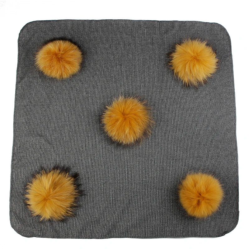 Geebro Lovely Newborn Kids Baby Warm Cotton Swaddling Blanket Sleeping Blanket with Real Fur Pompom Bedding Infant Travel Wrap