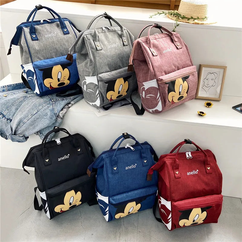 Disney Mickey Mouse Backpack Multi-function Large Capacity Backpack Diaper Bag Waterproof Men Women Shoulder Bag Travel Bag