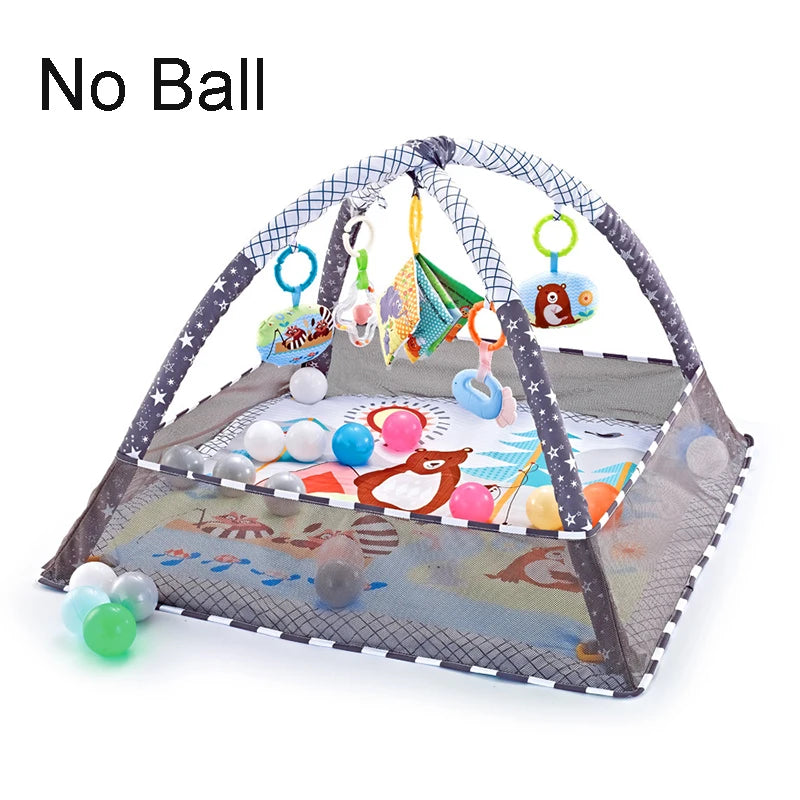 Multifunctional Fitness Frame Round Play Crawling Mat 0-12 Months Baby Puzzle Game Blanket Fun Sounding Pendant Gift For Kid