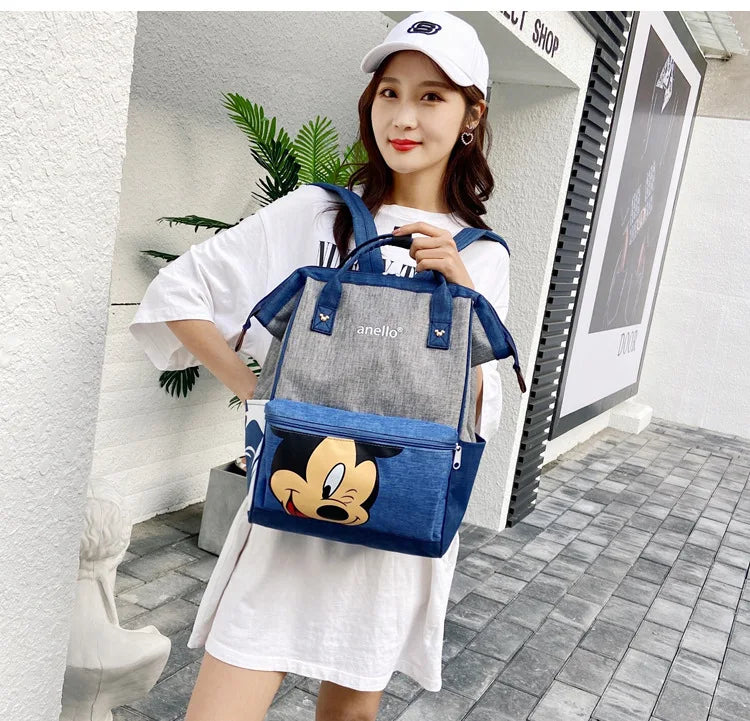 Disney Mickey Mouse Backpack Multi-function Large Capacity Backpack Diaper Bag Waterproof Men Women Shoulder Bag Travel Bag