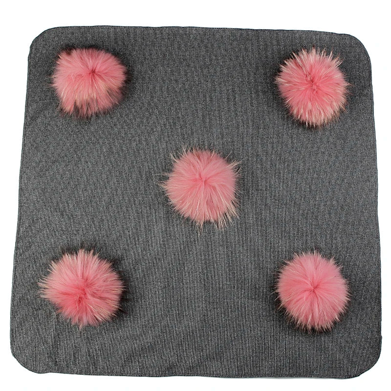 Geebro Lovely Newborn Kids Baby Warm Cotton Swaddling Blanket Sleeping Blanket with Real Fur Pompom Bedding Infant Travel Wrap