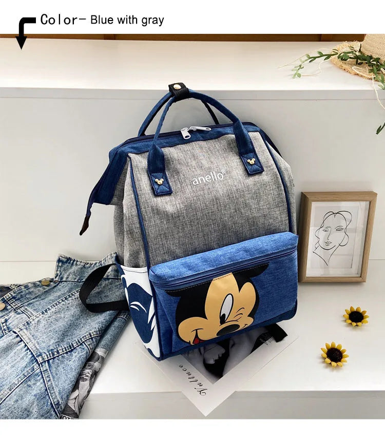 Disney Mickey Mouse Backpack Multi-function Large Capacity Backpack Diaper Bag Waterproof Men Women Shoulder Bag Travel Bag