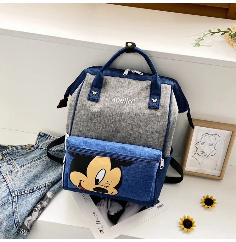 Disney Mickey Mouse Backpack Multi-function Large Capacity Backpack Diaper Bag Waterproof Men Women Shoulder Bag Travel Bag