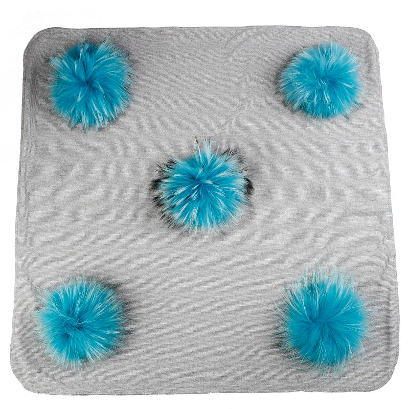 Geebro Lovely Newborn Kids Baby Warm Cotton Swaddling Blanket Sleeping Blanket with Real Fur Pompom Bedding Infant Travel Wrap