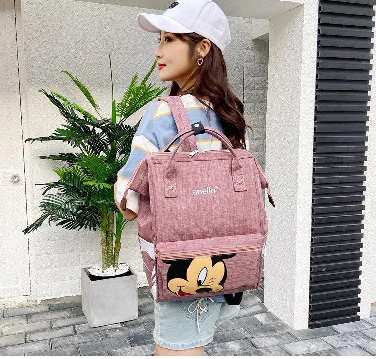 Disney Mickey Mouse Backpack Multi-function Large Capacity Backpack Diaper Bag Waterproof Men Women Shoulder Bag Travel Bag