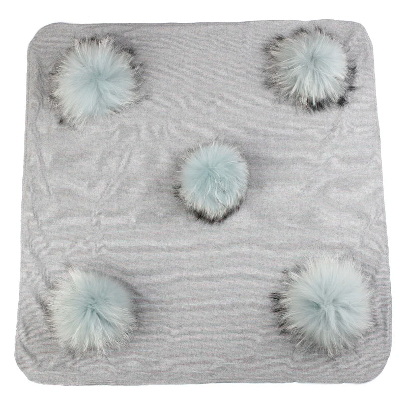 Geebro Lovely Newborn Kids Baby Warm Cotton Swaddling Blanket Sleeping Blanket with Real Fur Pompom Bedding Infant Travel Wrap