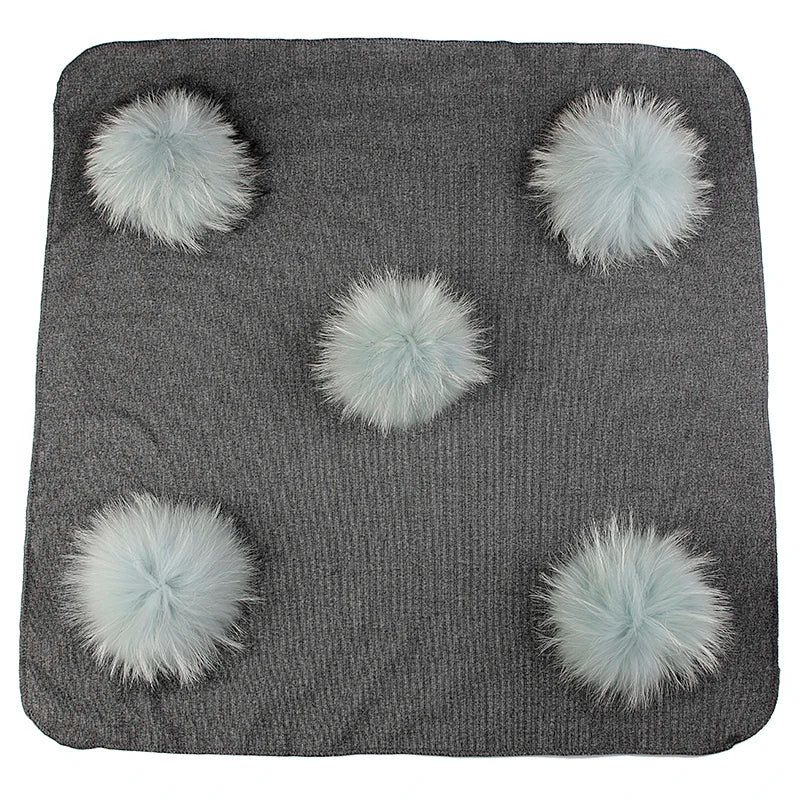 Geebro Lovely Newborn Kids Baby Warm Cotton Swaddling Blanket Sleeping Blanket with Real Fur Pompom Bedding Infant Travel Wrap