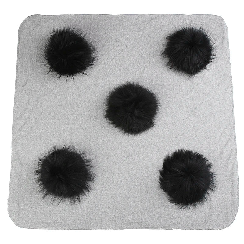 Geebro Lovely Newborn Kids Baby Warm Cotton Swaddling Blanket Sleeping Blanket with Real Fur Pompom Bedding Infant Travel Wrap