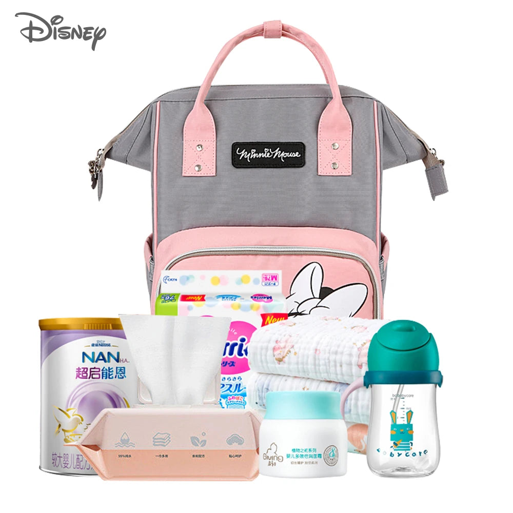 Disney Mickey Minnie USB Diaper Bag Large Capacity Mummy Maternity Nappy Stroller Bag Travel Changing Backpack For Baby Care