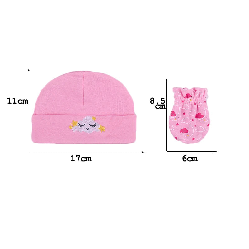 Unisex 2023 Solid Color New Born Baby Girl Clothes Set Bodysuits+Pants+Hats+Bibs/Mittens Cotton Baby Boy Clothes Bebes