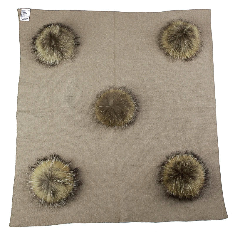 Geebro Newborn Warm Wool Swaddling Blanket With 15cm Real Raccoon Fur Pompom Kids Baby Travel Sleeping Blanket Bedding