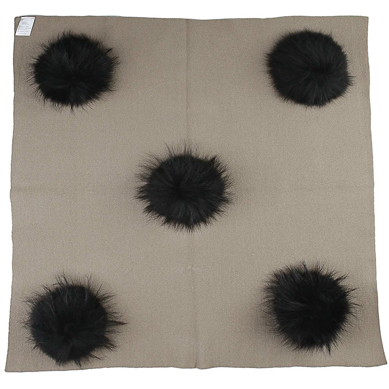 Geebro Newborn Warm Wool Swaddling Blanket With 15cm Real Raccoon Fur Pompom Kids Baby Travel Sleeping Blanket Bedding