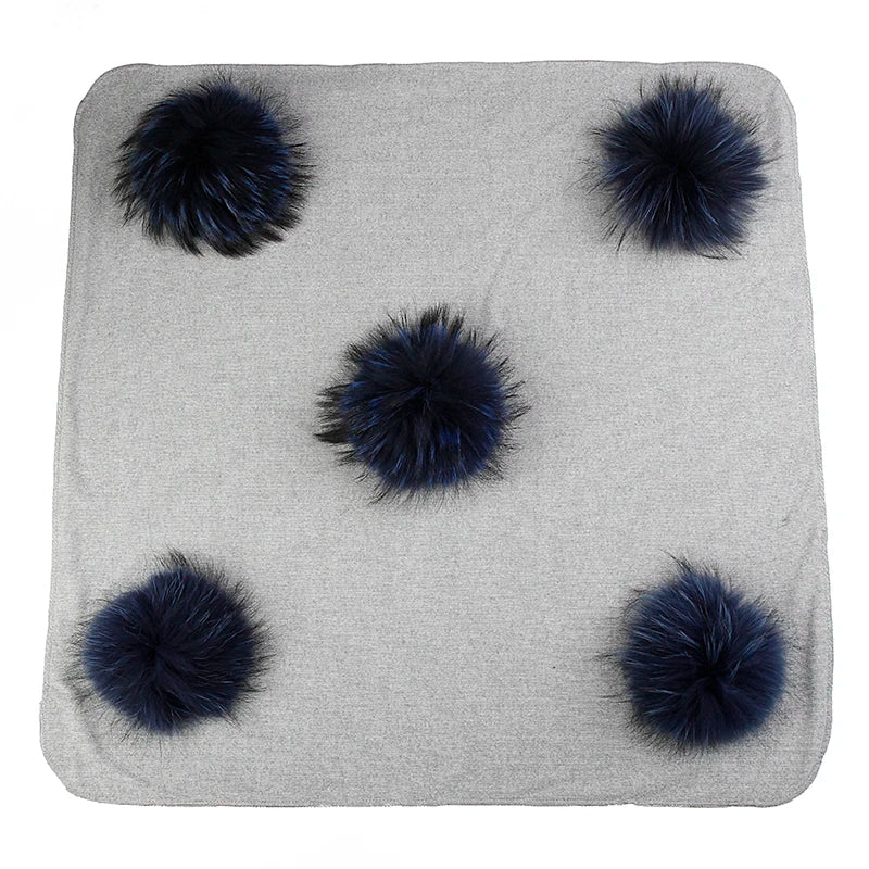 Geebro Lovely Newborn Kids Baby Warm Cotton Swaddling Blanket Sleeping Blanket with Real Fur Pompom Bedding Infant Travel Wrap