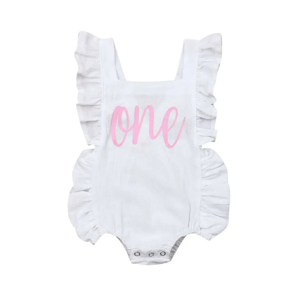 Citgeett Summer One Newborn Infant Baby Girls Bodysuit Clothes Outfit Summer Jumpsuit Casual Playsuit