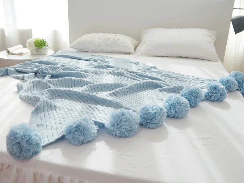 mylb Brand quality cotton Pom Crochet Thread Blanket 100*105 150*200cm For Babies Adults Twin Size Bed Kitted Throws Bed Runners