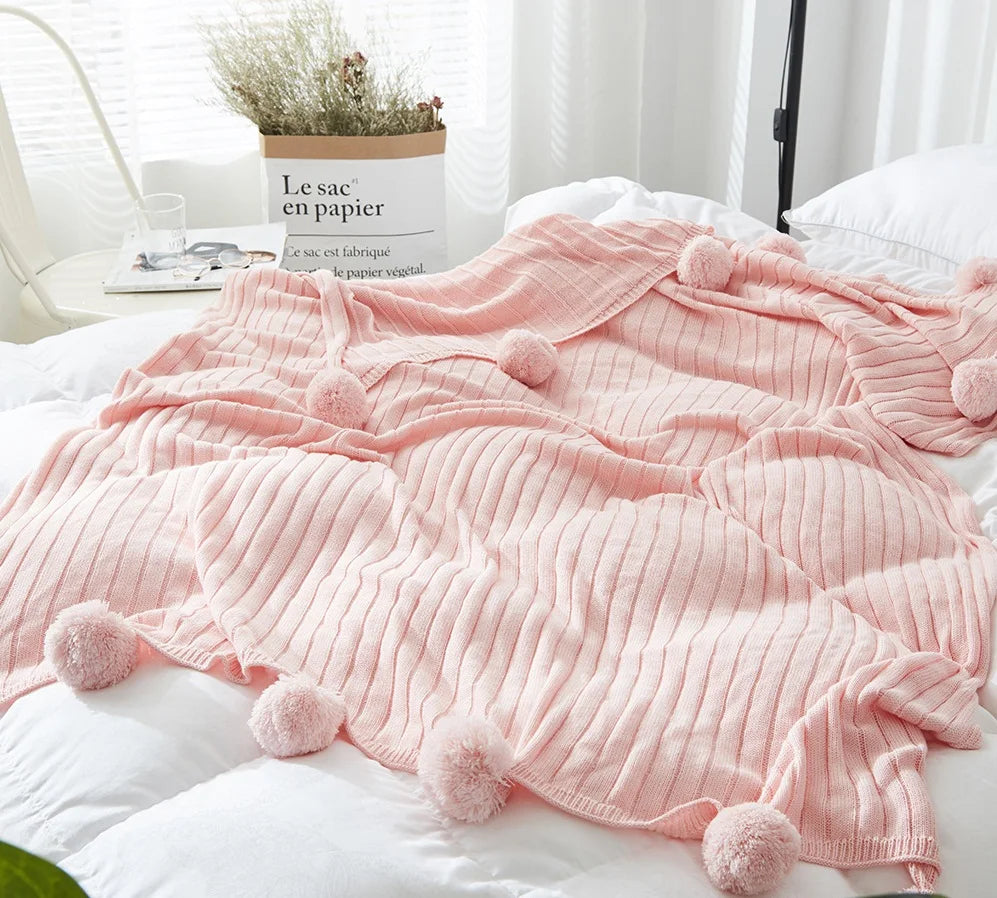 mylb Brand quality cotton Pom Crochet Thread Blanket 100*105 150*200cm For Babies Adults Twin Size Bed Kitted Throws Bed Runners