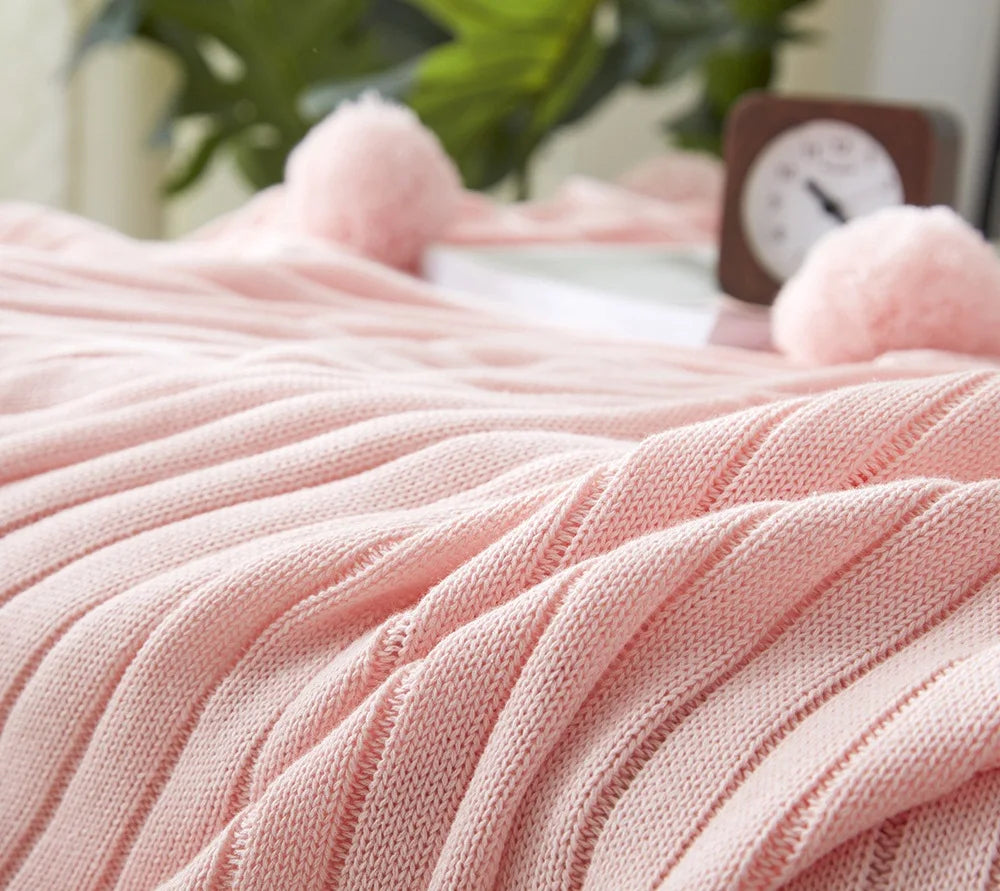 mylb Brand quality cotton Pom Crochet Thread Blanket 100*105 150*200cm For Babies Adults Twin Size Bed Kitted Throws Bed Runners