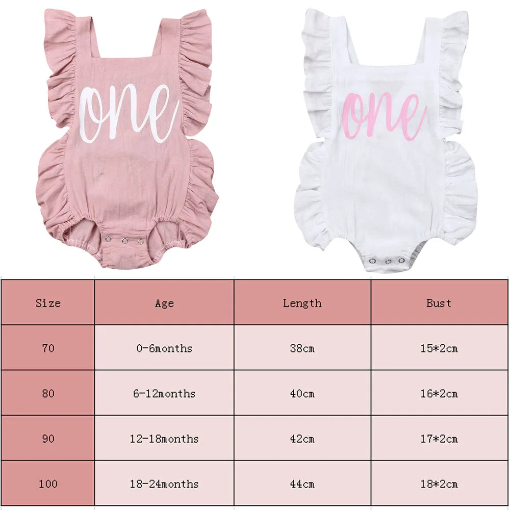 Citgeett Summer One Newborn Infant Baby Girls Bodysuit Clothes Outfit Summer Jumpsuit Casual Playsuit