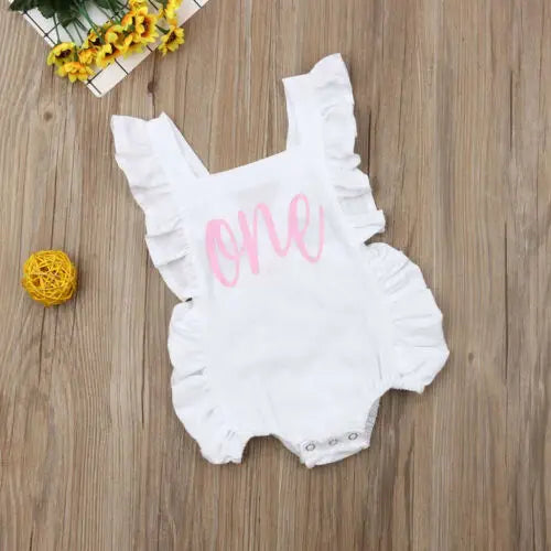 Citgeett Summer One Newborn Infant Baby Girls Bodysuit Clothes Outfit Summer Jumpsuit Casual Playsuit