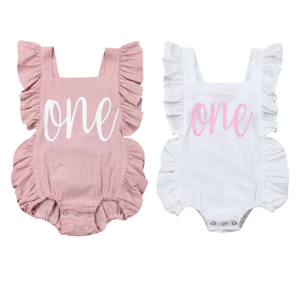 Citgeett Summer One Newborn Infant Baby Girls Bodysuit Clothes Outfit Summer Jumpsuit Casual Playsuit