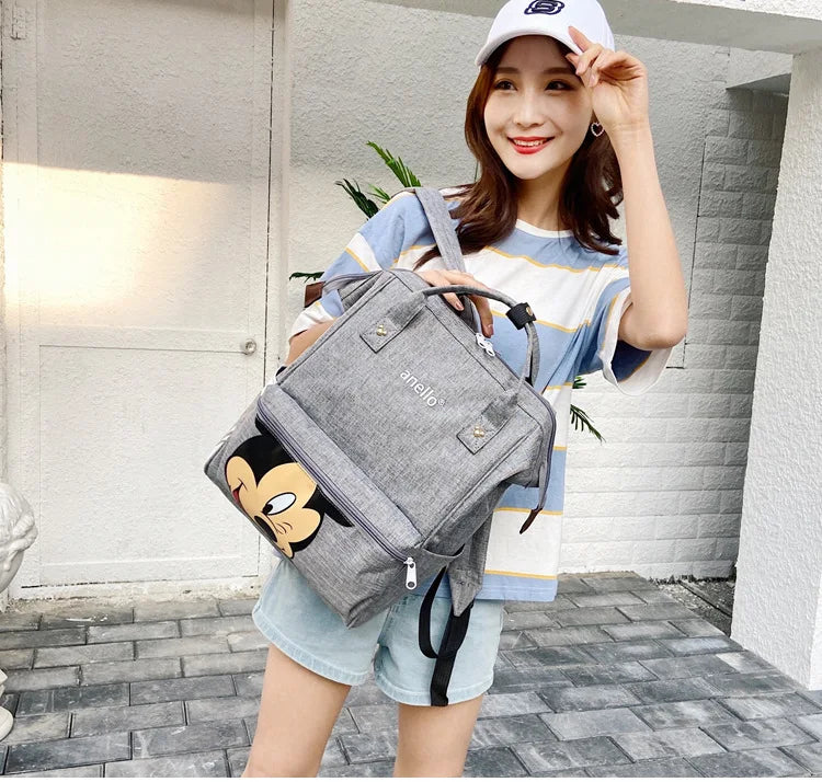 Disney Mickey Mouse Backpack Multi-function Large Capacity Backpack Diaper Bag Waterproof Men Women Shoulder Bag Travel Bag