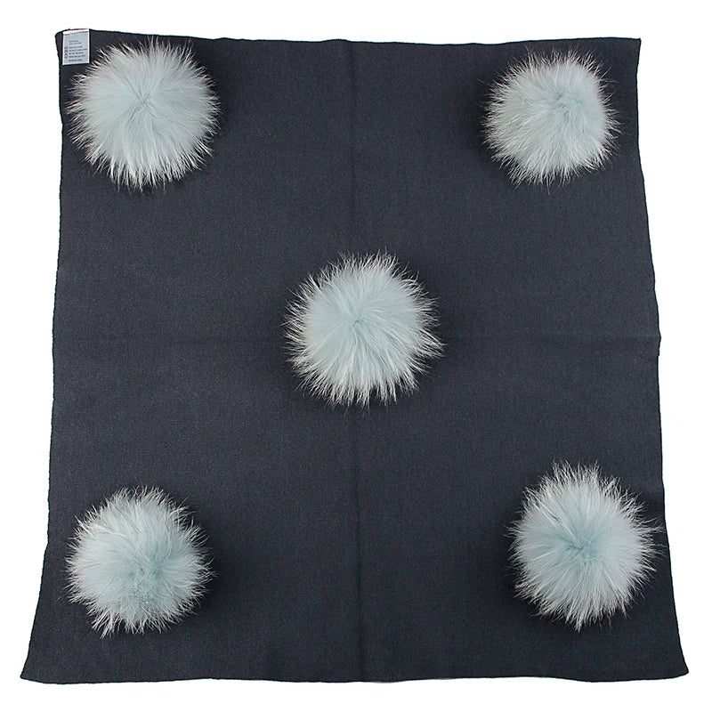 Geebro Newborn Warm Wool Swaddling Blanket With 15cm Real Raccoon Fur Pompom Kids Baby Travel Sleeping Blanket Bedding