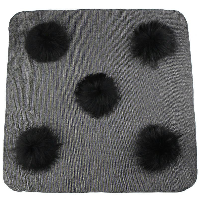 Geebro Lovely Newborn Kids Baby Warm Cotton Swaddling Blanket Sleeping Blanket with Real Fur Pompom Bedding Infant Travel Wrap