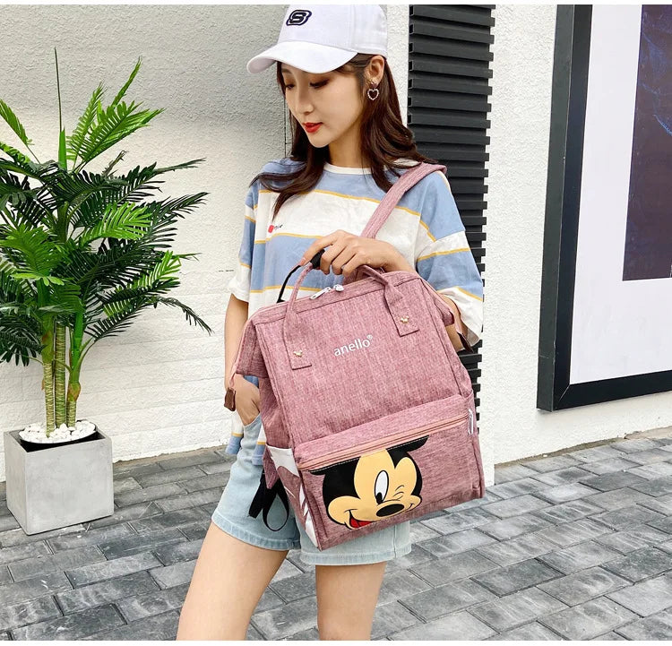 Disney Mickey Mouse Backpack Multi-function Large Capacity Backpack Diaper Bag Waterproof Men Women Shoulder Bag Travel Bag