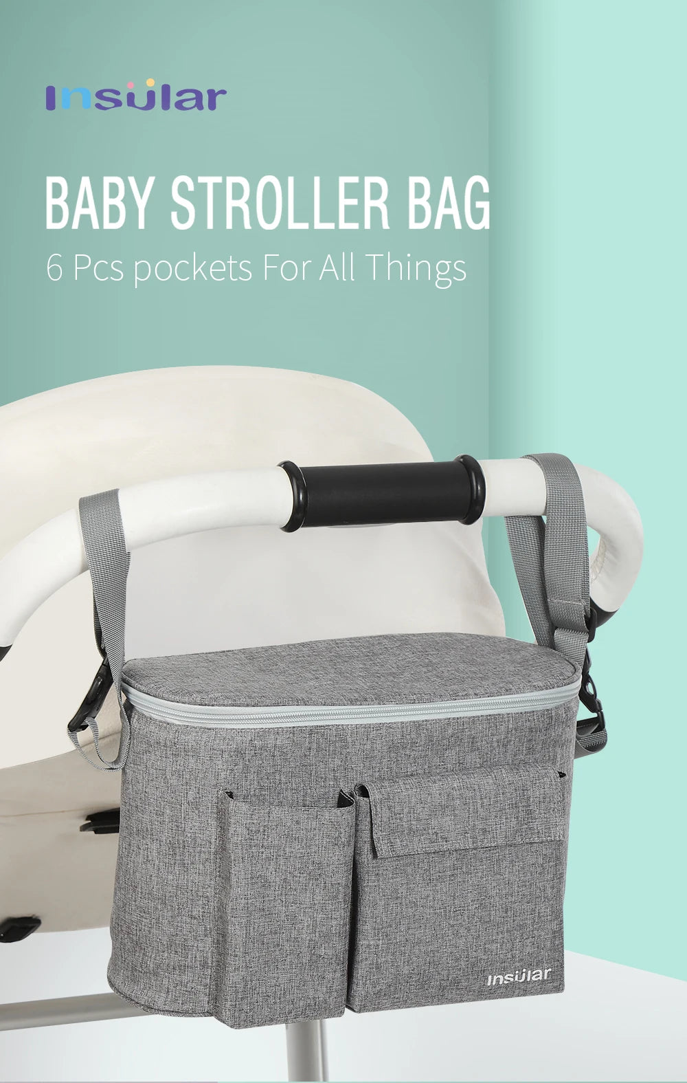 Baby Stroller Bag Nappy Diaper Mummy Bag Carriage Hanging Basket Storage Organizer Travel Feeding Bottle Stroller Accessories