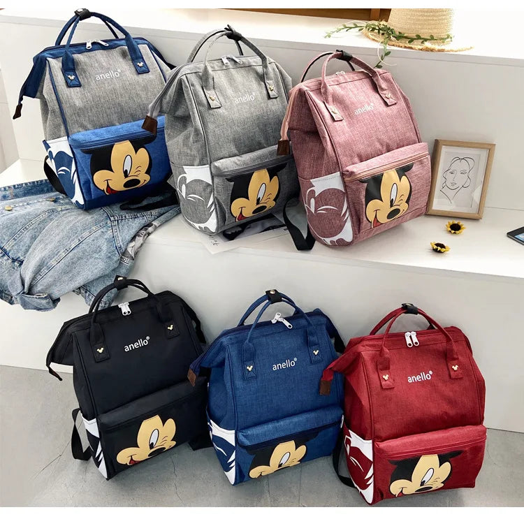 Disney Mickey Mouse Backpack Multi-function Large Capacity Backpack Diaper Bag Waterproof Men Women Shoulder Bag Travel Bag