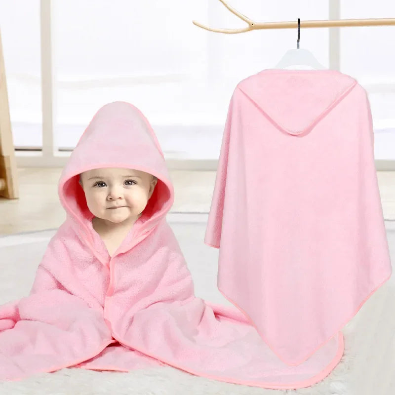 Newborn Hooded Cloak Wearable Personalized Name Baby Bath Towel for Infant Quick-Drying Coral Velvet Robe Cape